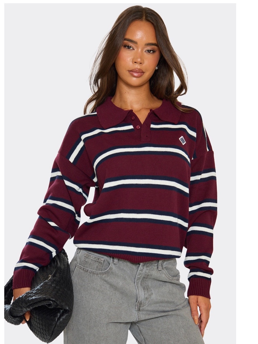 Striped Rugby Polo Sweater